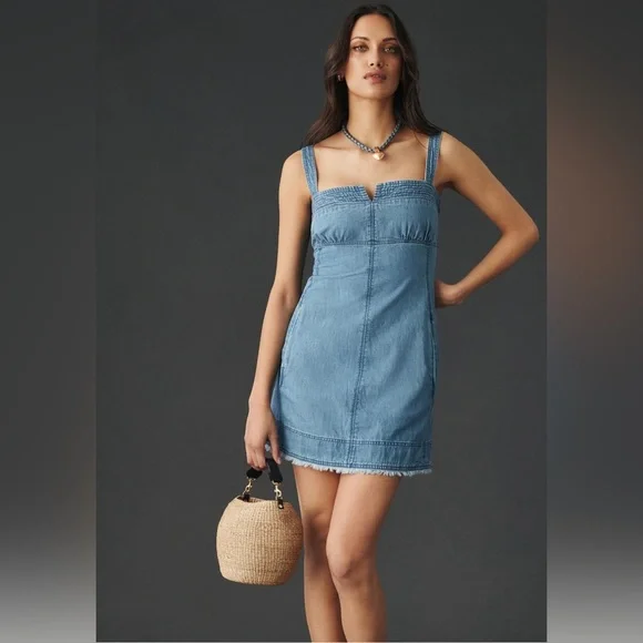 Pilcro Square-Neck Denim Dress - Picture 2 of 8